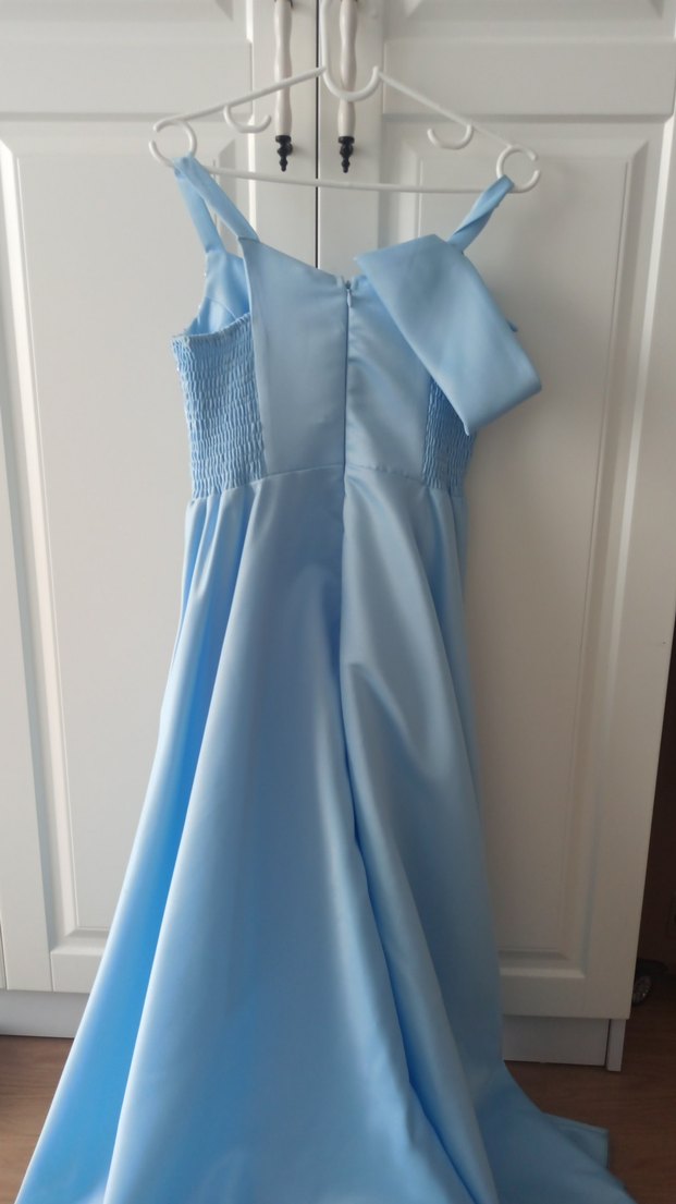 Mavi Drapeli Uzun Abiye Elbise - Görsel 3