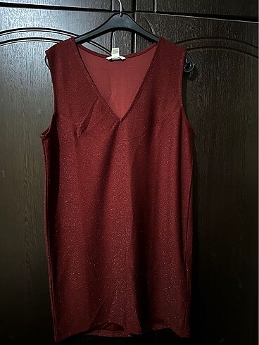 H&M Bordo simli elbise