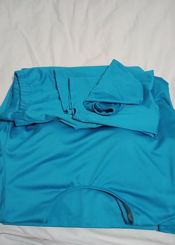 Turkuaz Kısa Kollu Midi Elbise - Görsel 4