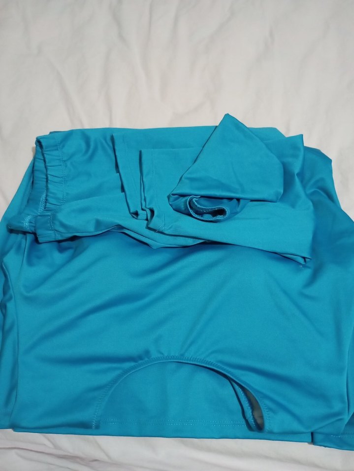 Turkuaz Kısa Kollu Midi Elbise - Görsel 4