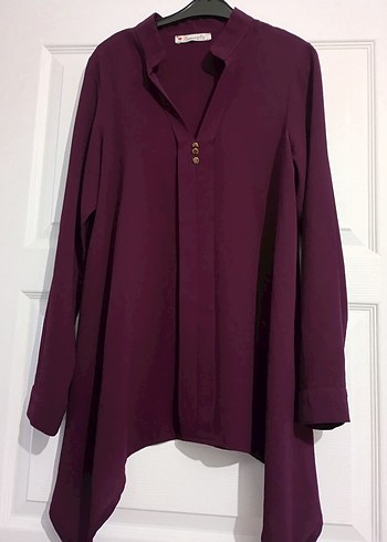 Bordo V Yaka Kadın Gömlek - Görsel 4