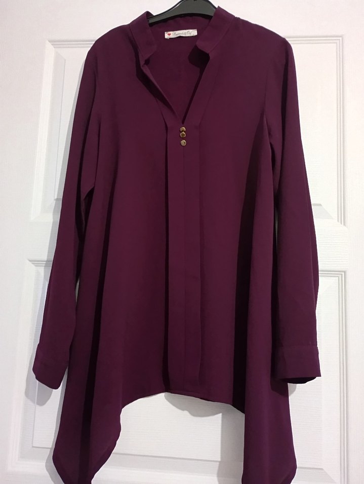 Bordo V Yaka Kadın Gömlek - Görsel 4