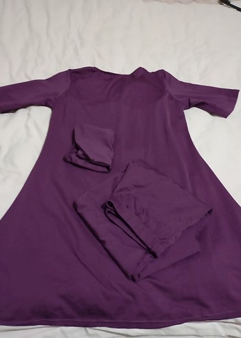 Uzun Mor Baskılı Kadın Hint Elbisesi - Görsel 2