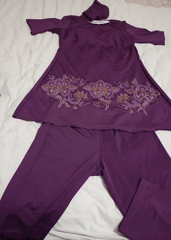 Uzun Mor Baskılı Kadın Hint Elbisesi - Görsel 3