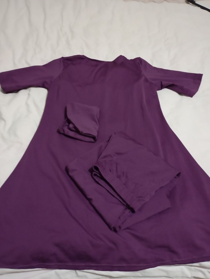 Uzun Mor Baskılı Kadın Hint Elbisesi - Görsel 2