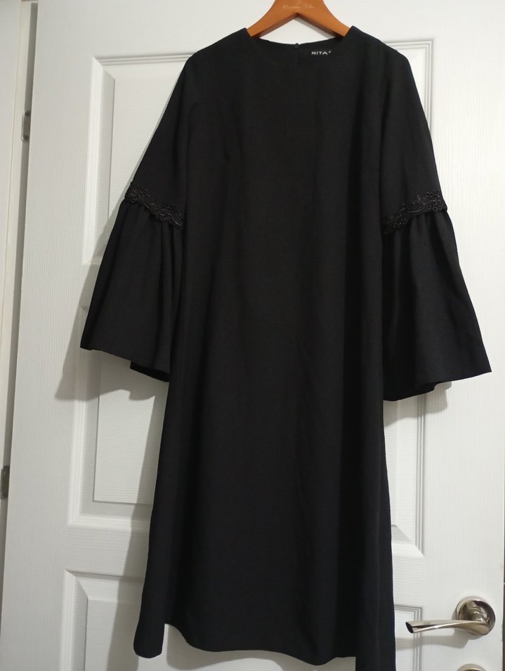 Siyah Uzun Kollu Gotik Uzun Elbise - Görsel 2