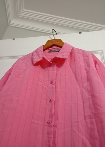 Pembe Uzun Kollu Salaş Kadın Elbiseturnik - Görsel 3