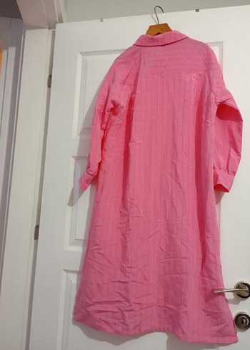 Pembe Uzun Kollu Salaş Kadın Elbiseturnik - Görsel 2