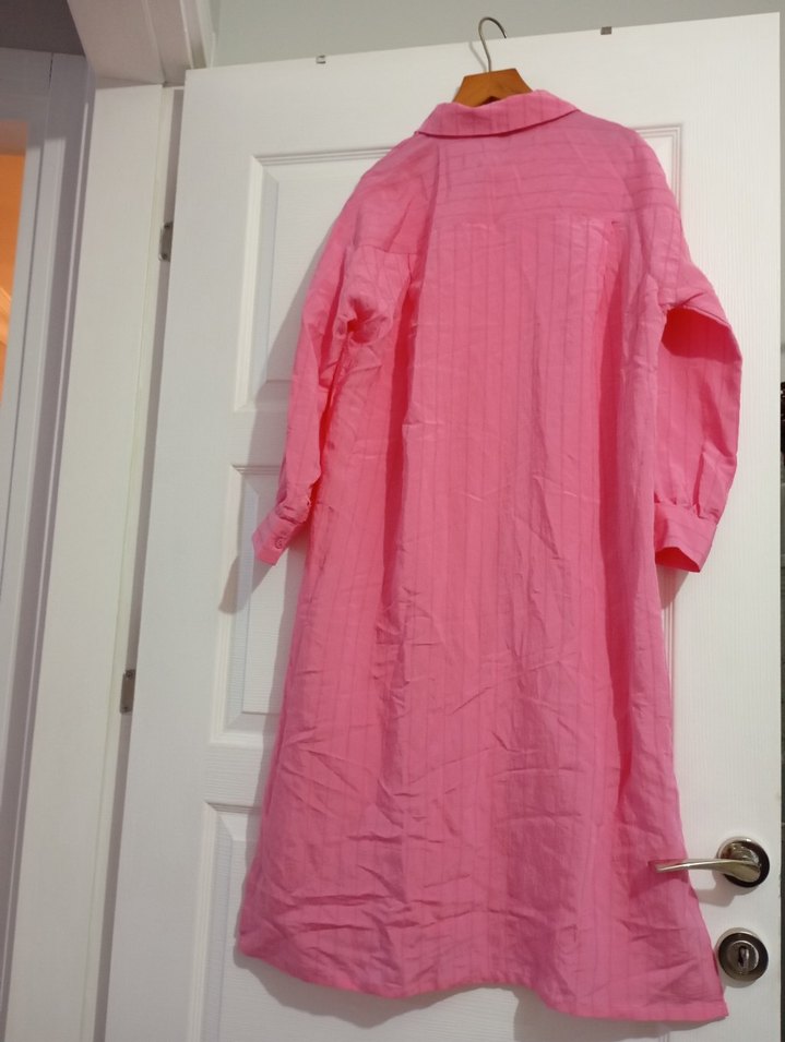 Pembe Uzun Kollu Salaş Kadın Elbiseturnik - Görsel 2