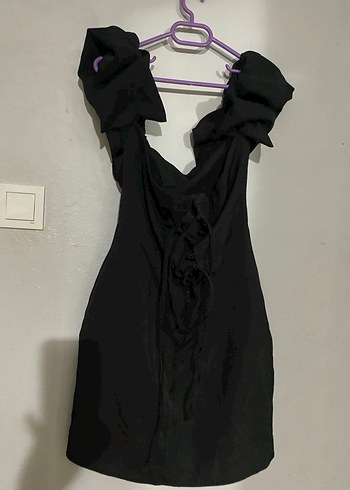 Uzun Siyah Gotik Fırfırlı Kadın Abiye Elbise - Görsel 2