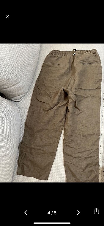 xs Beden haki Renk Mango Keten Pantolon