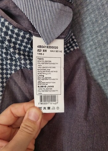 Mavi Beyaz Ekose Erkek Ofis Ceket - Görsel 5