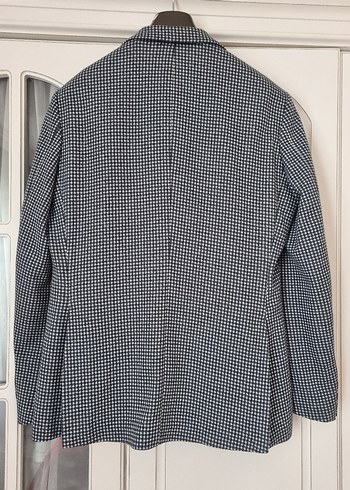 Mavi Beyaz Ekose Erkek Ofis Ceket - Görsel 3