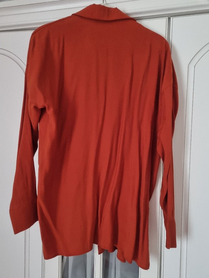 Düğmeli Kiremit Rengi Kadın Gömlek - Görsel 5