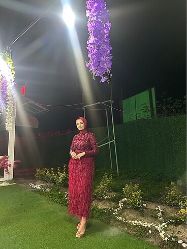 s Beden bordo Renk Abiye elbise