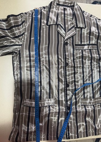 Düğmeli Gri Erkek Pijama Üstü - Görsel 4