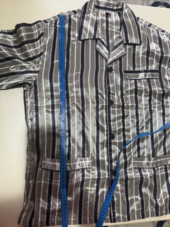 Düğmeli Gri Erkek Pijama Üstü - Görsel 4