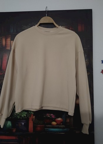 Bej Uzun Kollu Salaş Sweatshirt - Görsel 2