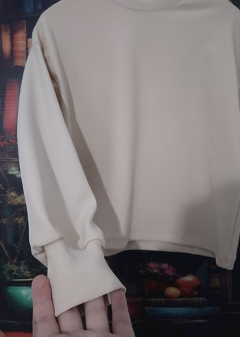 Bej Uzun Kollu Salaş Sweatshirt - Görsel 6