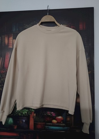 Bej Uzun Kollu Salaş Sweatshirt - Görsel 3