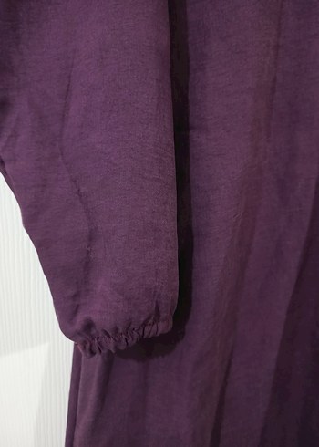 Mor Uzun Keten Elbise - Görsel 2