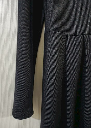 Düğmeli Gri Uzun  Elbise - Görsel 2