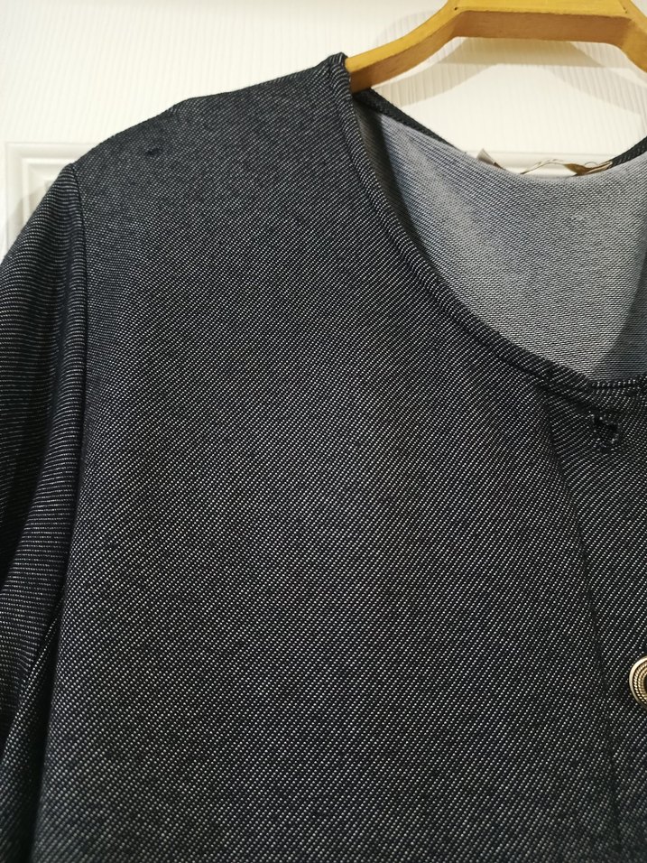 Düğmeli Gri Uzun  Elbise - Görsel 3