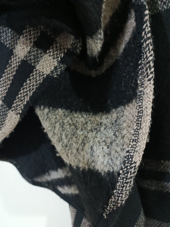 Kadın Gri Ekose Midi Panço - Görsel 2