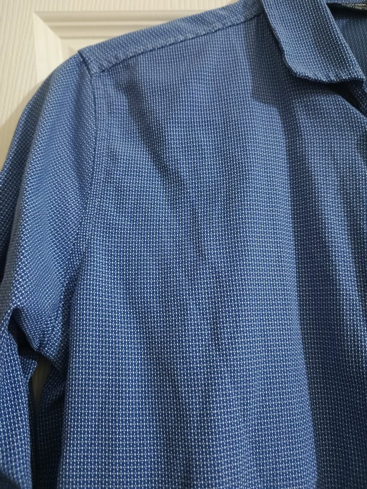 Düğmeli Mavi Erkek Keten Gömlek çocuk - Görsel 3