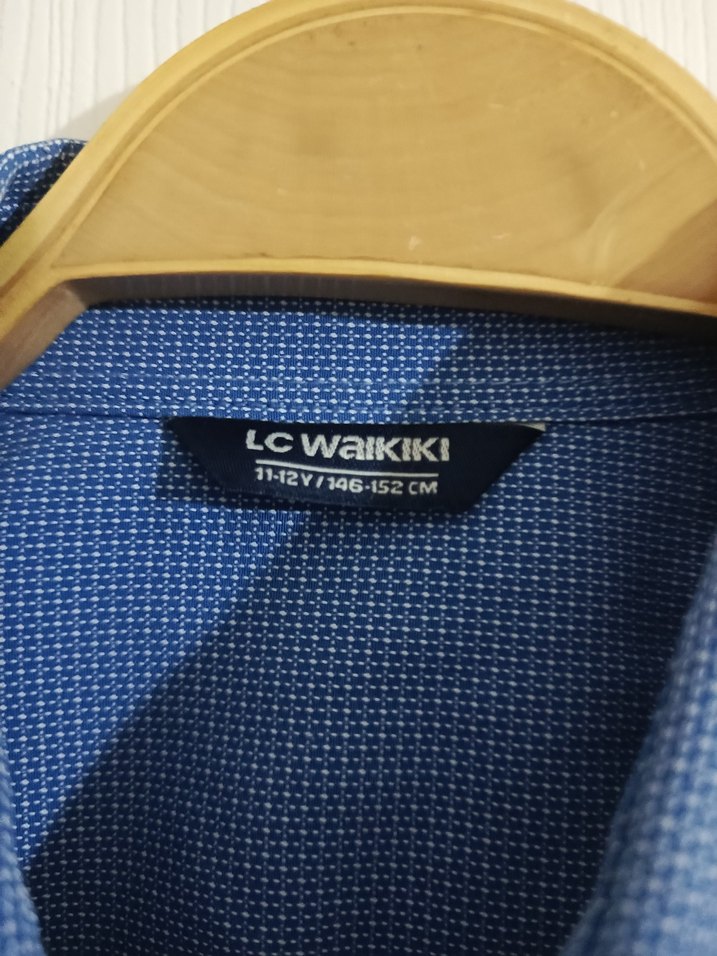 Düğmeli Mavi Erkek Keten Gömlek çocuk - Görsel 2