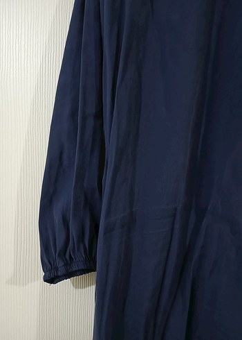 Lacivert Uzun Keten Elbise - Görsel 2