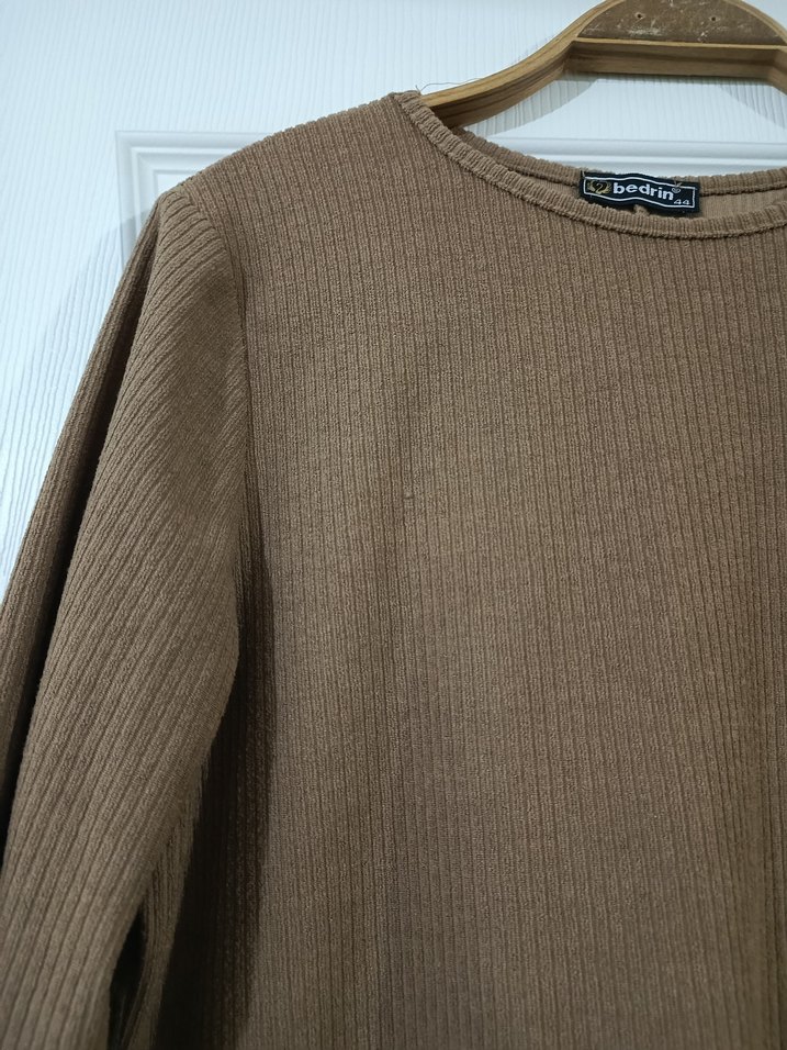 Bej Uzun Kollu Salaş Kadın Elbise - Görsel 3