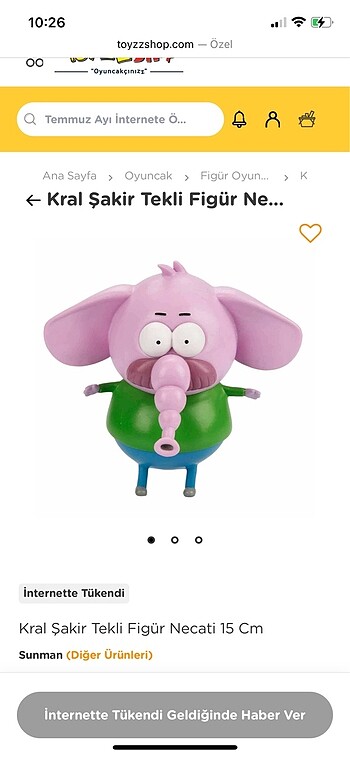Fil Necati Kral Şakir oyuncak 15 cm