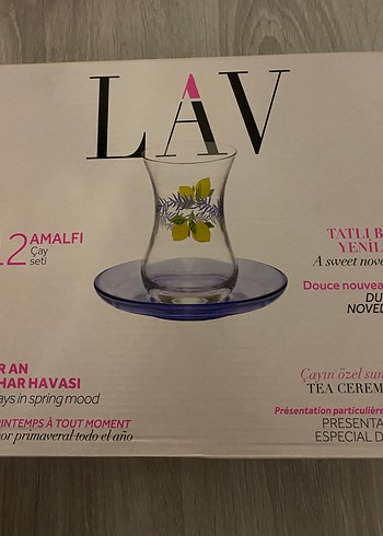 Lav Mavi Desenli Çay Bardağı ve Tabağı - Görsel 4