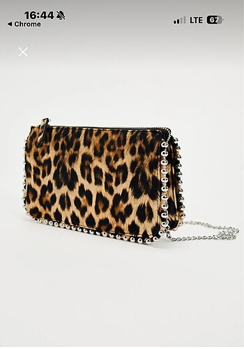 Leopar boncuklu çanta