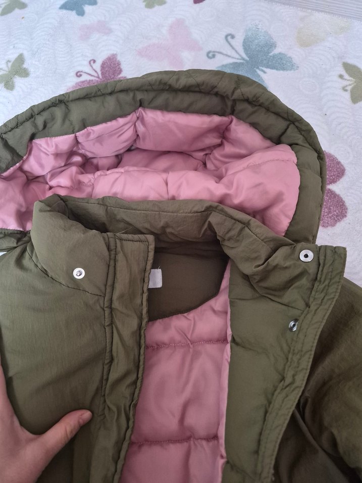 Kadın Haki Midi Boy Kapüşonlu Mont - Görsel 4