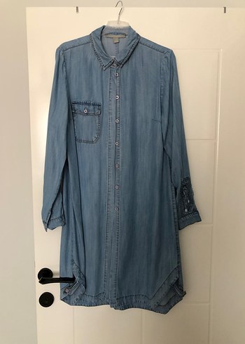 40 Beden mavi Renk Düğmeli Mavi Denim Kadın Gömlek