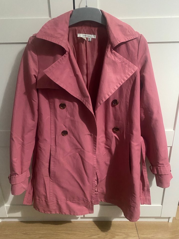 Düğmeli Pembe Midi Trençkot - Görsel 2