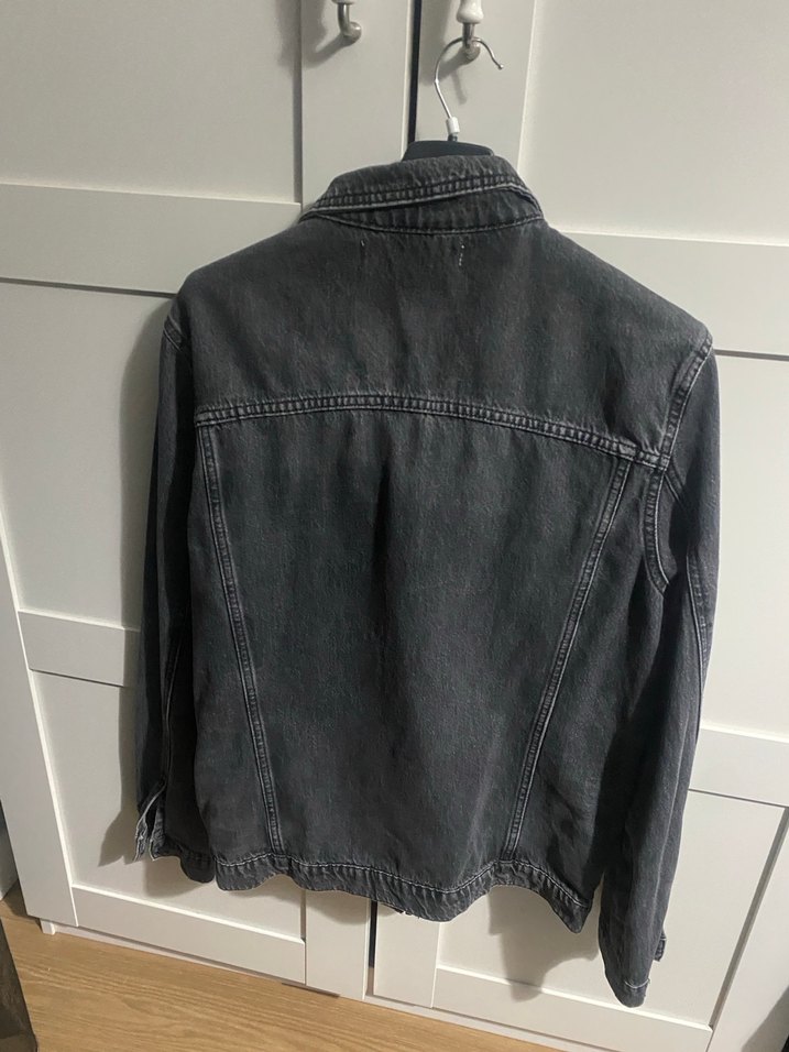 Gri Düğmeli Salaş Denim Ceket - Görsel 3