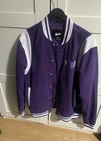 Mor Fermuarlı Street Wear Kadın Ceket - Görsel 2