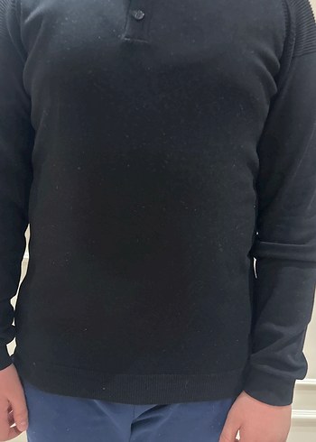 Siyah Erkek Uzun Kollu Düğmeli Triko - Görsel 3