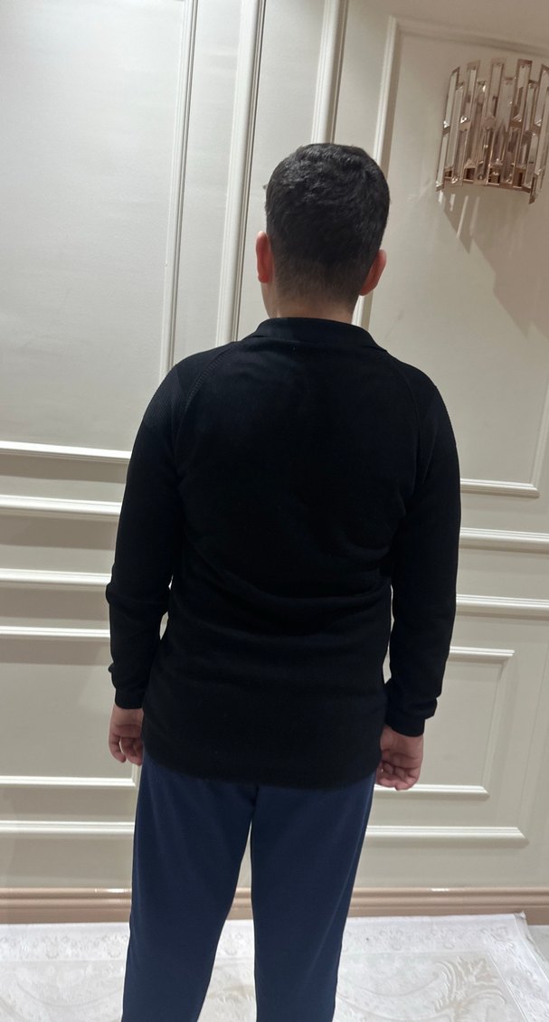 Siyah Erkek Uzun Kollu Düğmeli Triko - Görsel 4