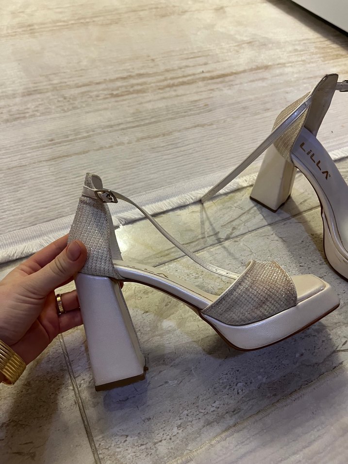 Beyaz Platform TopukluAyakkabı nikah ayakkabısı - Görsel 2