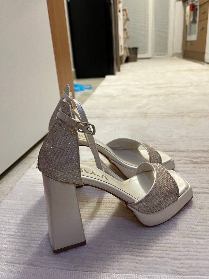 Beyaz Platform TopukluAyakkabı nikah ayakkabısı - Görsel 3