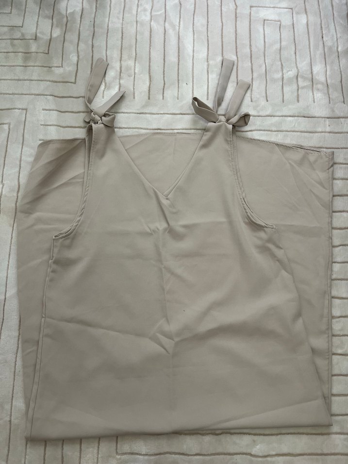 Bej Mutfak Önlüğü, Bağcıklı Askılı jile - Görsel 3