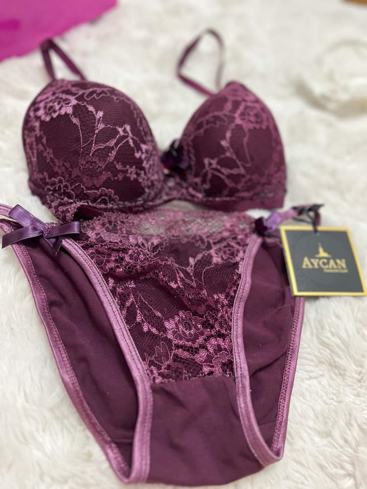 Bordo Dantelli Mini Bohem Sütyen Takımı - Görsel 2