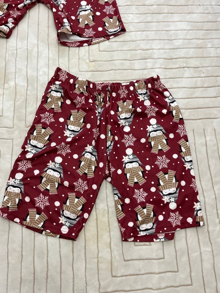 Bordo Pamuklu Erkek Kısa Pijama Takımı - Görsel 3