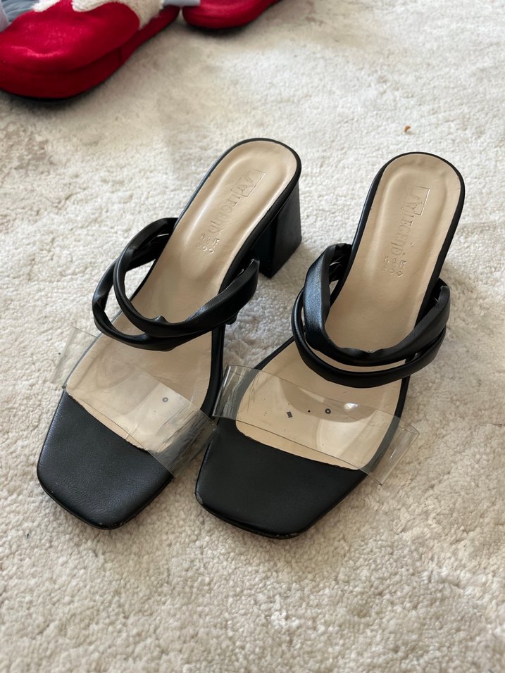 Tokalı Siyah Yılan Desenli Blok Topuk Terlik - Görsel 4