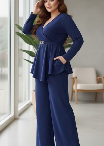 Lacivert V Yaka Kadın Tulum - Görsel 8