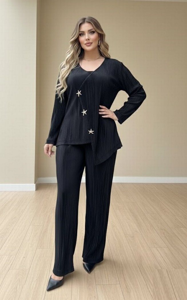 Siyah Uzun Kollu Kadın Takım Elbise - Görsel 3